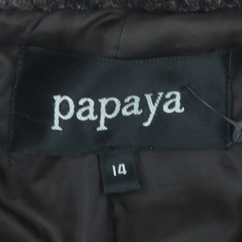 Papaya Women Brown Wool Blend Button Overcoat Size 14