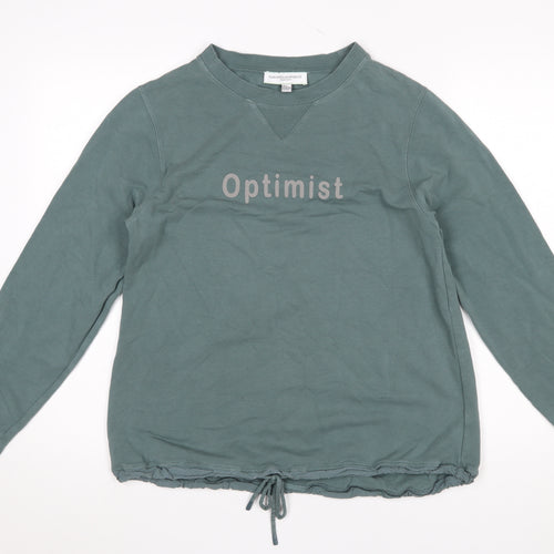 Carolyn Donnelly The Edit Women's Green Pullover Sweatshirt UK S 'Optimist' Print