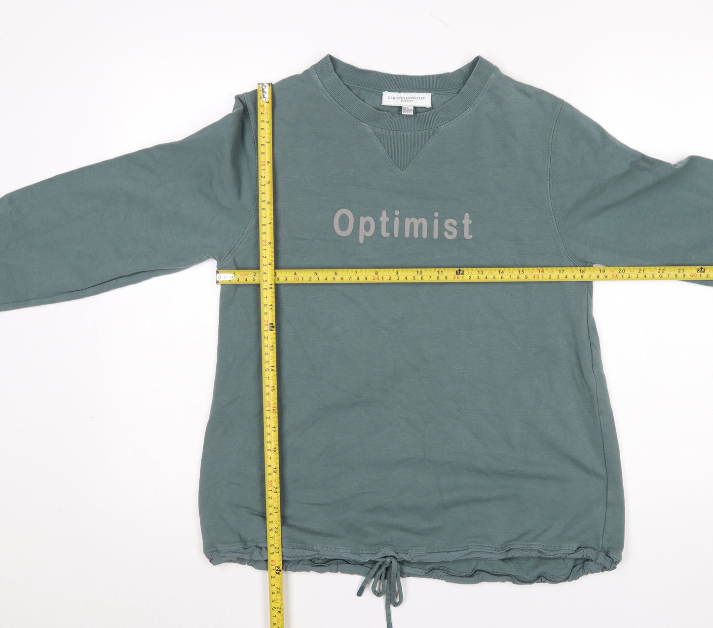 Carolyn Donnelly The Edit Women's Green Pullover Sweatshirt UK S 'Optimist' Print