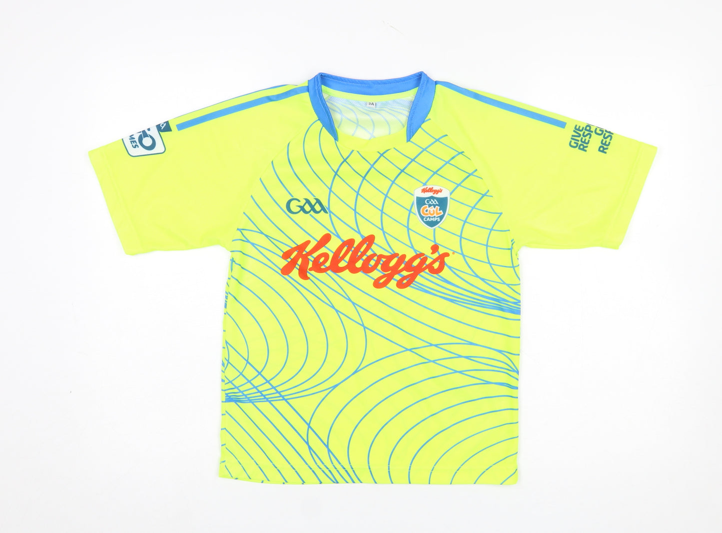 O'Neills Boys Yellow GAA Kellogg's Cool Camps Jersey T-Shirt Size 3 Years