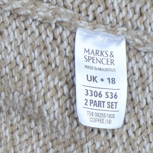Marks & Spencer Women’s Beige Wool Blend Chunky Knit Cardigan UK 18