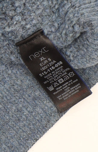 Next Men's Blue Colour Block Wool Blend Crew Neck Jumper XL