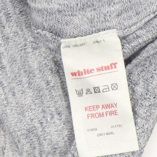 White Stuff Womens Grey Linen Cotton 3/4 Sleeve Pullover Jumper Size 14