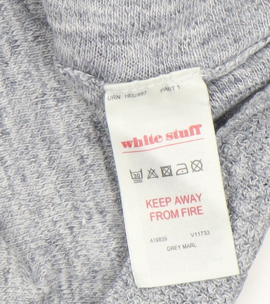 White Stuff Womens Grey Linen Cotton 3/4 Sleeve Pullover Jumper Size 14