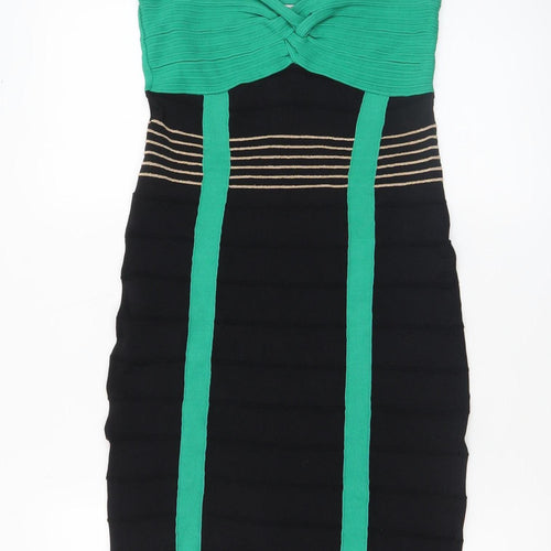 SuiteBlanco Women's Black & Green Strapless Bodycon Dress Size M
