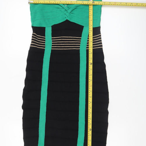 SuiteBlanco Women's Black & Green Strapless Bodycon Dress Size M