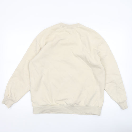 Disney Women Beige Stitch Sweatshirt Medium Pullover Graphic Print