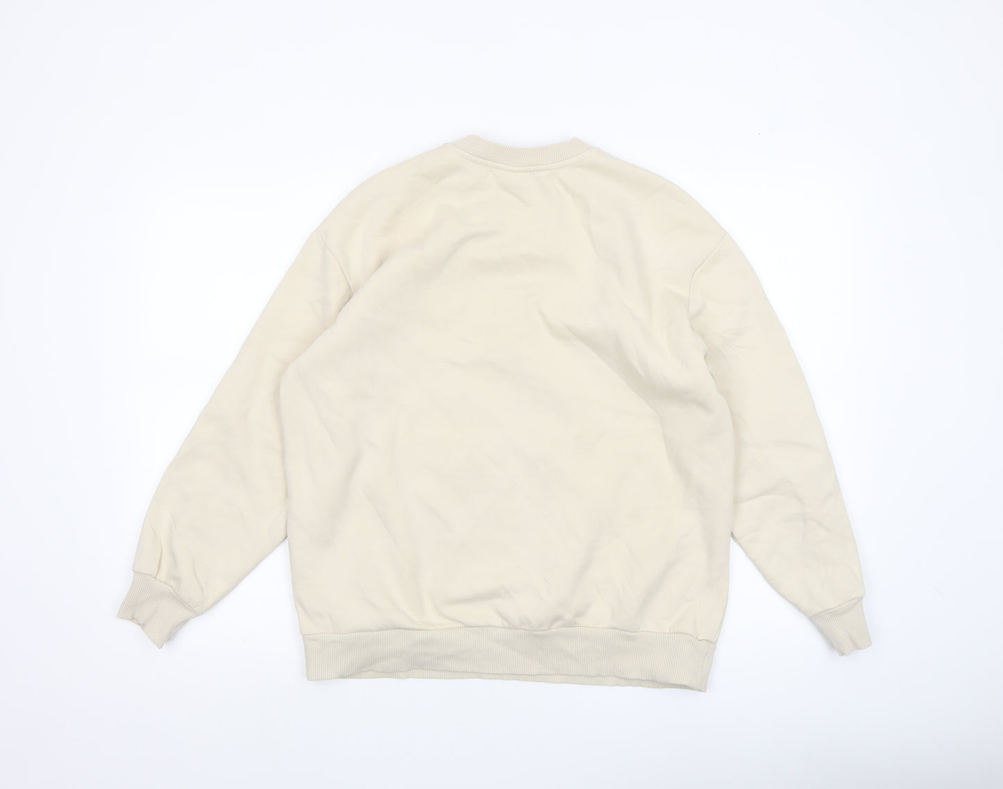 Disney Women Beige Stitch Sweatshirt Medium Pullover Graphic Print
