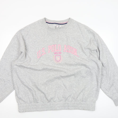 U.S. Polo Assn. Women's Grey Marl XL Pullover Sweatshirt