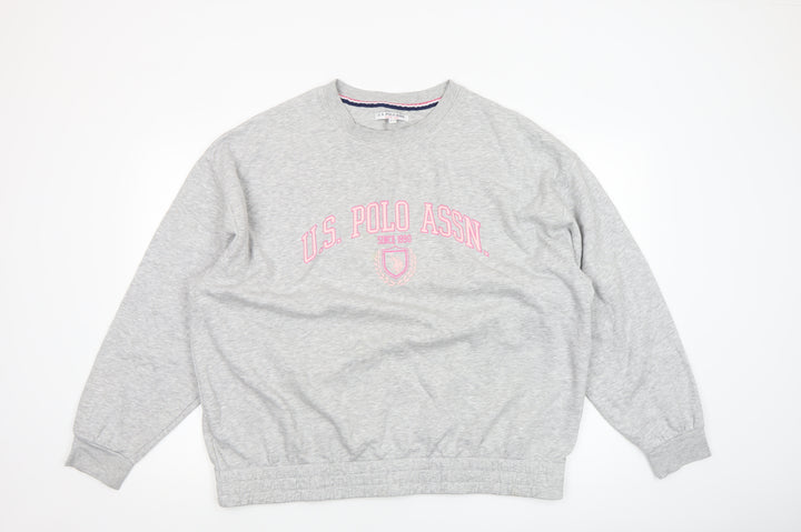 U.S. Polo Assn. Women's Grey Marl XL Pullover Sweatshirt