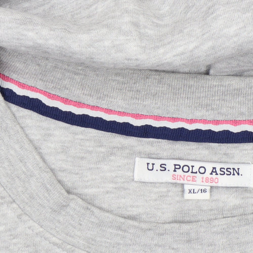 U.S. Polo Assn. Women's Grey Marl XL Pullover Sweatshirt