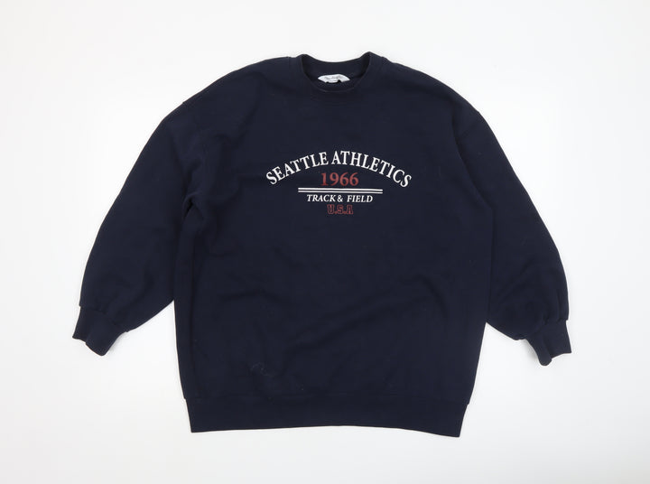 ASOS Women Navy Blue Seattle Athletics 1966 Pullover Sweatshirt Size S