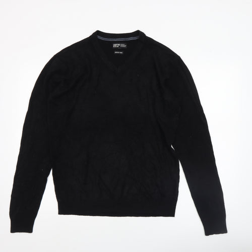 Sandstone & Co. Men Black V-Neck Acrylic Jumper Size L