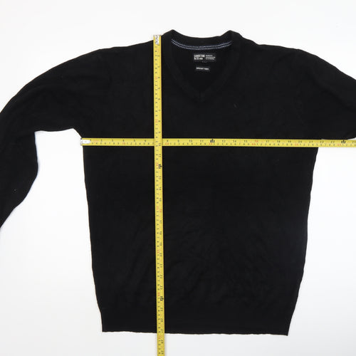 Sandstone & Co. Men Black V-Neck Acrylic Jumper Size L