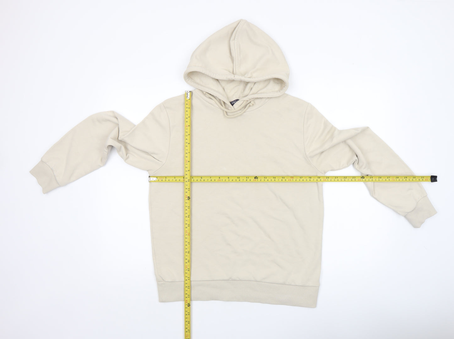 Marks and Spencer Women Beige Pullover Hoodie Size 10 Cotton Blend