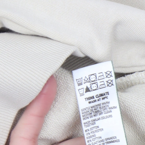 Marks and Spencer Women Beige Pullover Hoodie Size 10 Cotton Blend