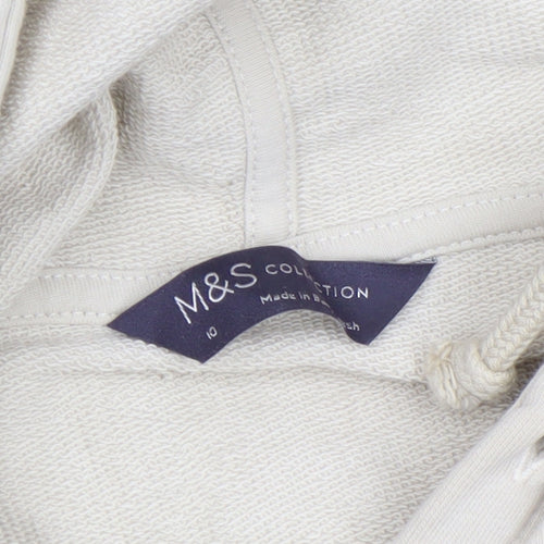 Marks and Spencer Women Beige Pullover Hoodie Size 10 Cotton Blend