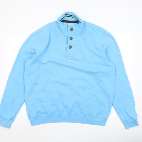 Joseph Turner Men’s Blue Henley Mock Neck Cotton Sweatshirt L