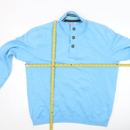 Joseph Turner Men’s Blue Henley Mock Neck Cotton Sweatshirt L