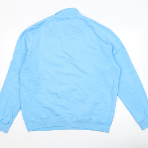 Joseph Turner Men’s Blue Henley Mock Neck Cotton Sweatshirt L