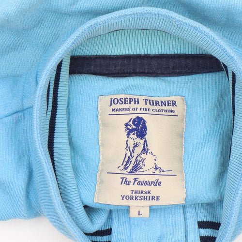 Joseph Turner Men’s Blue Henley Mock Neck Cotton Sweatshirt L