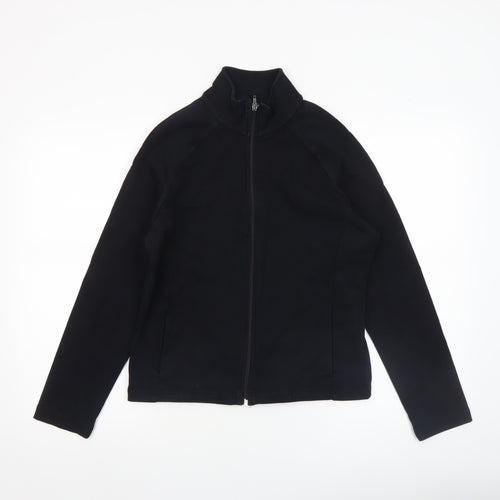 Marks and Spencer Women Black Cotton Blend Full Zip Jacket UK 12