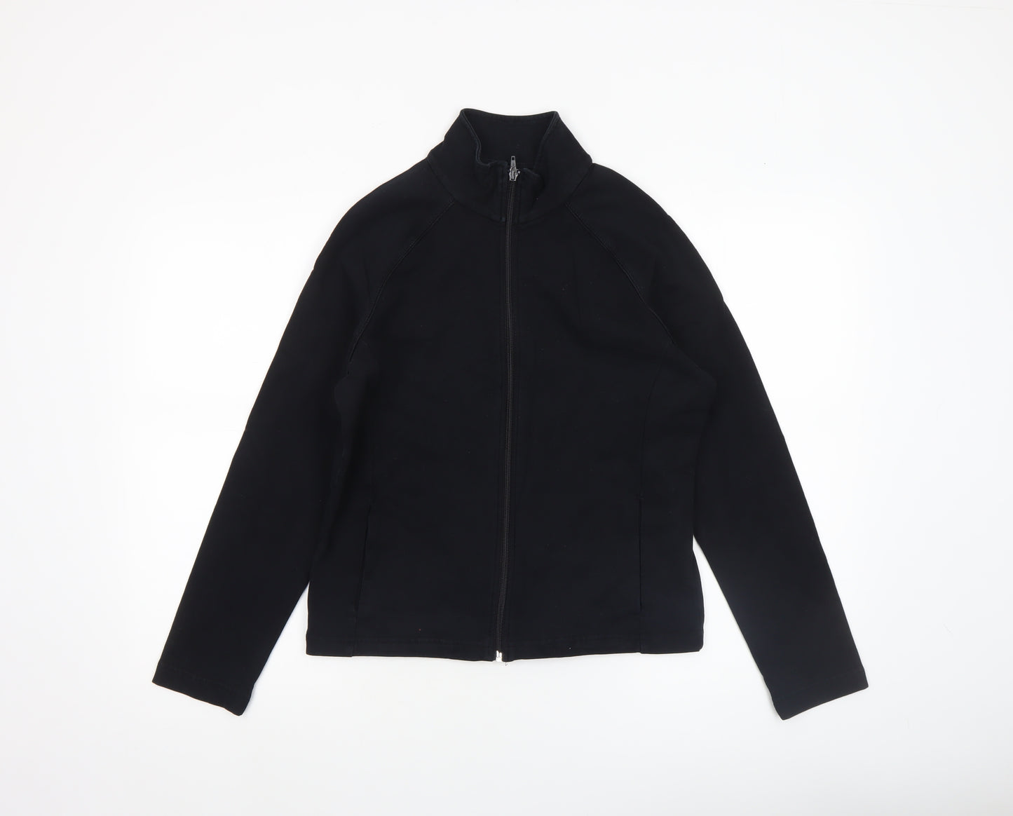 Marks and Spencer Women Black Cotton Blend Full Zip Jacket UK 12