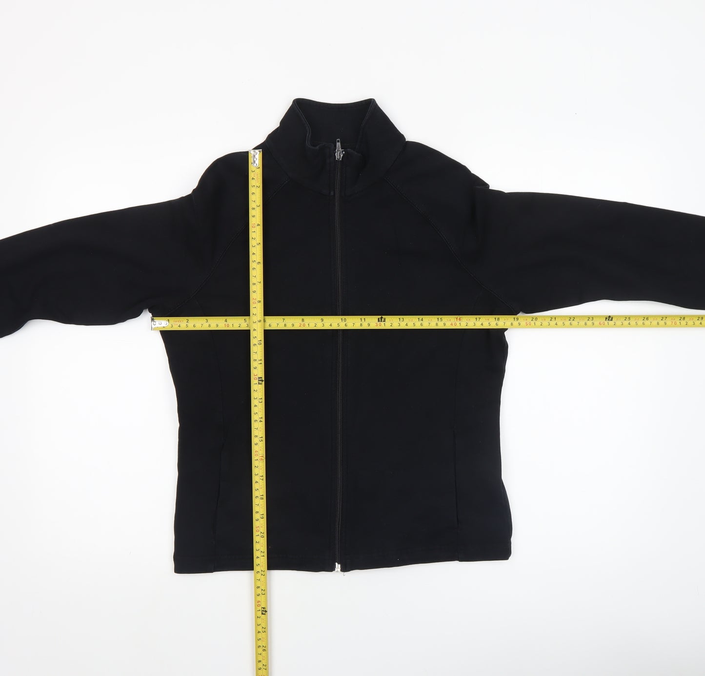 Marks and Spencer Women Black Cotton Blend Full Zip Jacket UK 12