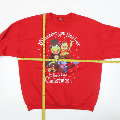 Gildan Men's Red Christmas Graphic Sweatshirt Size L Crew Neck Pullover
