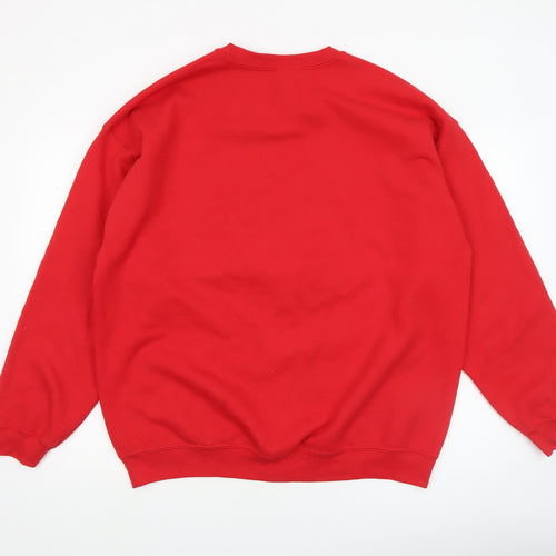 Gildan Men's Red Christmas Graphic Sweatshirt Size L Crew Neck Pullover