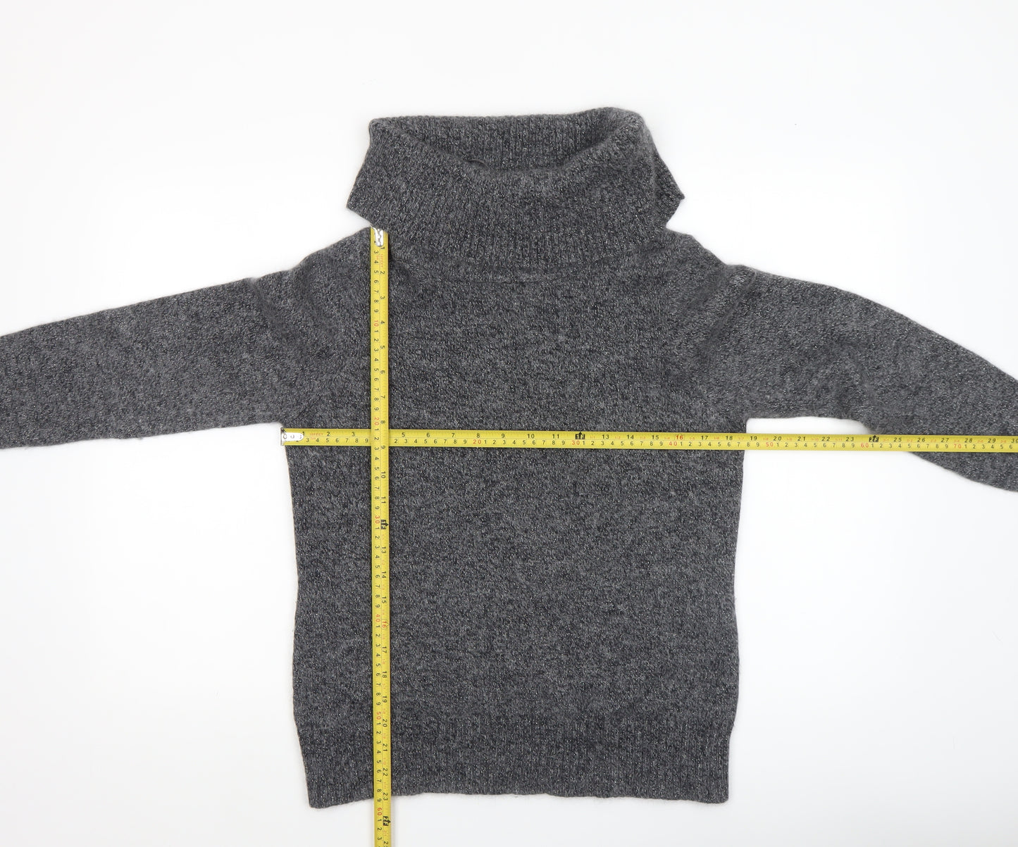 BHS Women’s Grey Roll Neck Alpaca Blend Jumper Size 14