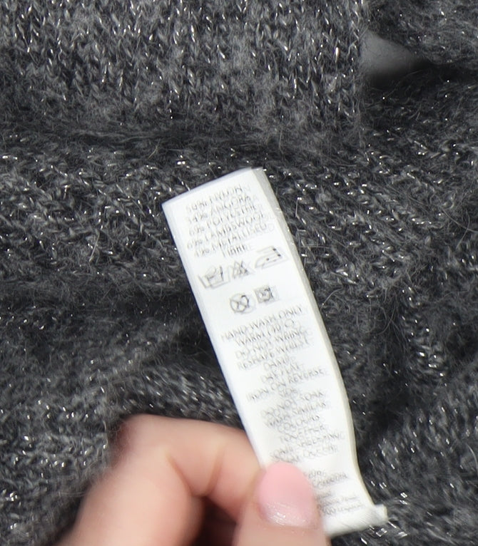 BHS Women’s Grey Roll Neck Alpaca Blend Jumper Size 14