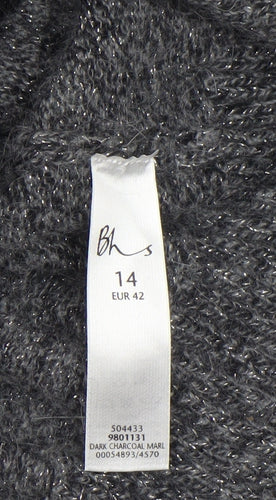 BHS Women’s Grey Roll Neck Alpaca Blend Jumper Size 14
