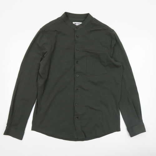 Paul Calvin Men’s Green Band Collar Long Sleeve Button-Up Shirt Size L
