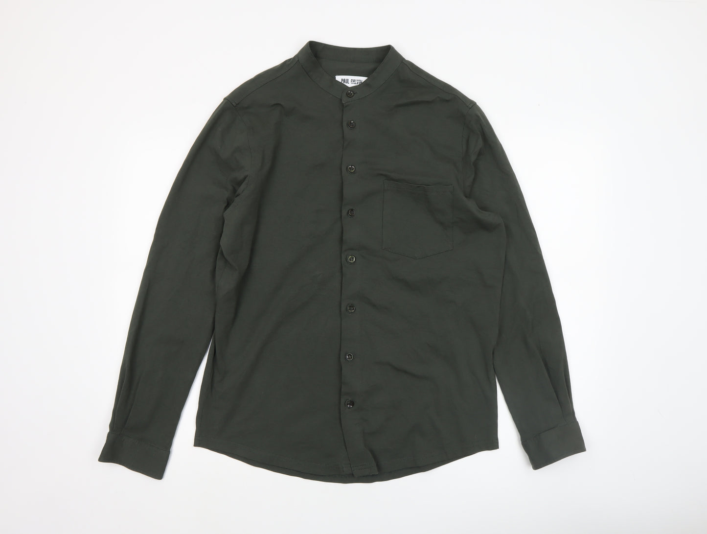 Paul Calvin Men’s Green Band Collar Long Sleeve Button-Up Shirt Size L