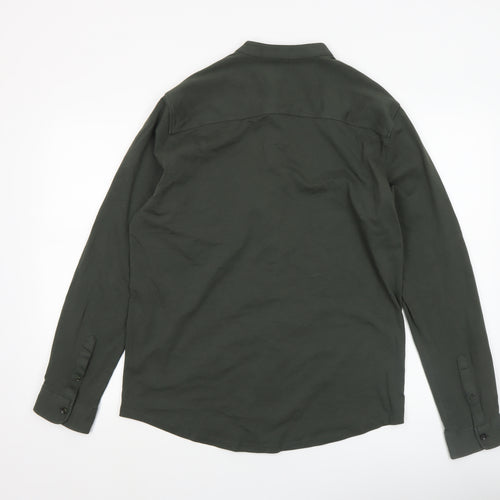 Paul Calvin Men’s Green Band Collar Long Sleeve Button-Up Shirt Size L