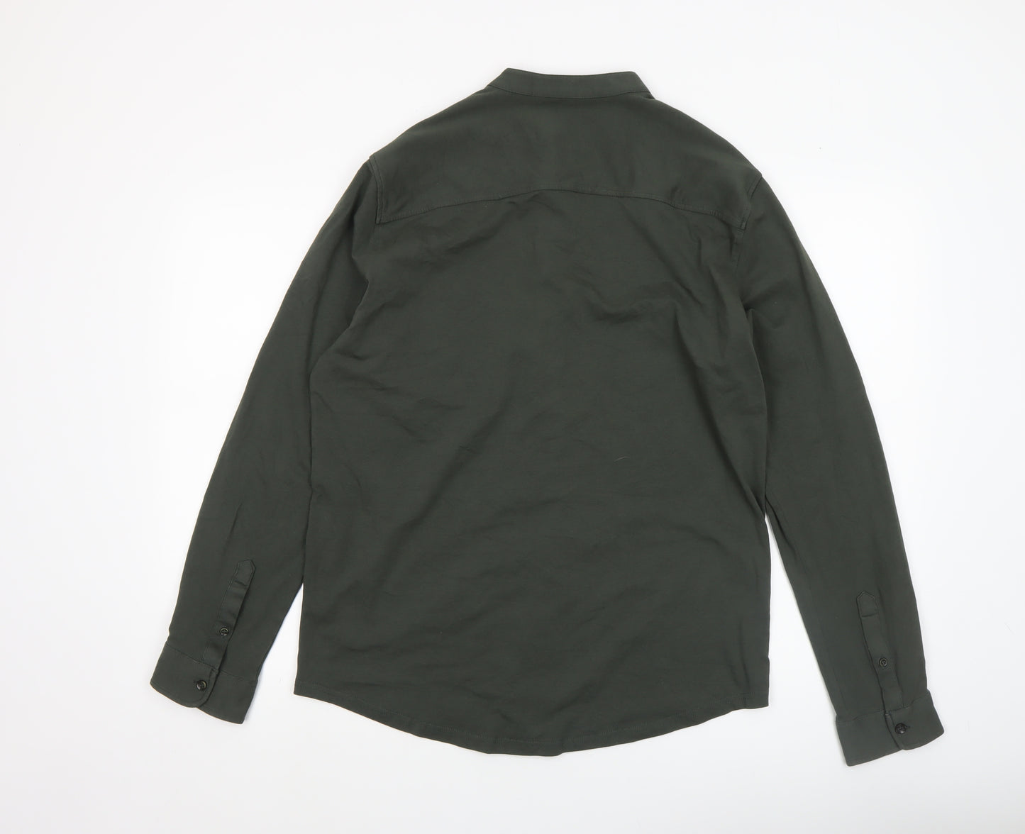 Paul Calvin Men’s Green Band Collar Long Sleeve Button-Up Shirt Size L