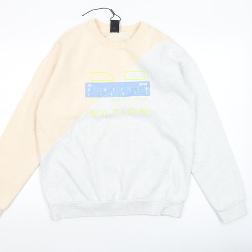 P.E Nation Women's Beige & Grey Colourblock Crew Neck Pullover Sweatshirt XS