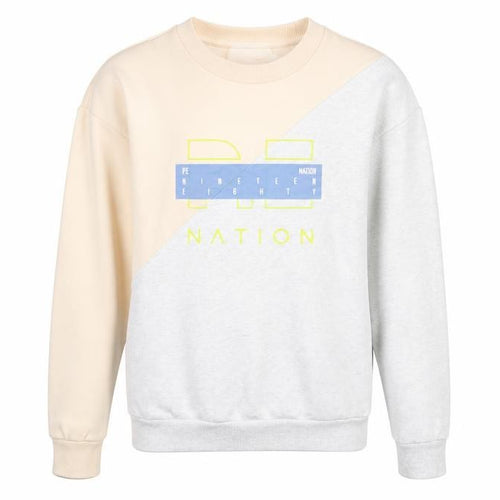 P.E Nation Women's Beige & Grey Colourblock Crew Neck Pullover Sweatshirt XS