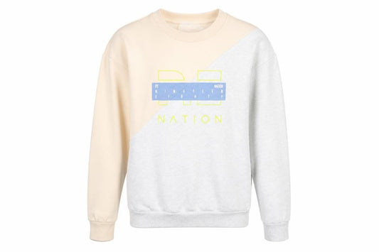 P.E Nation Women's Beige & Grey Colourblock Crew Neck Pullover Sweatshirt XS