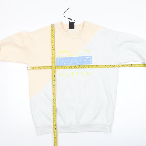 P.E Nation Women's Beige & Grey Colourblock Crew Neck Pullover Sweatshirt XS
