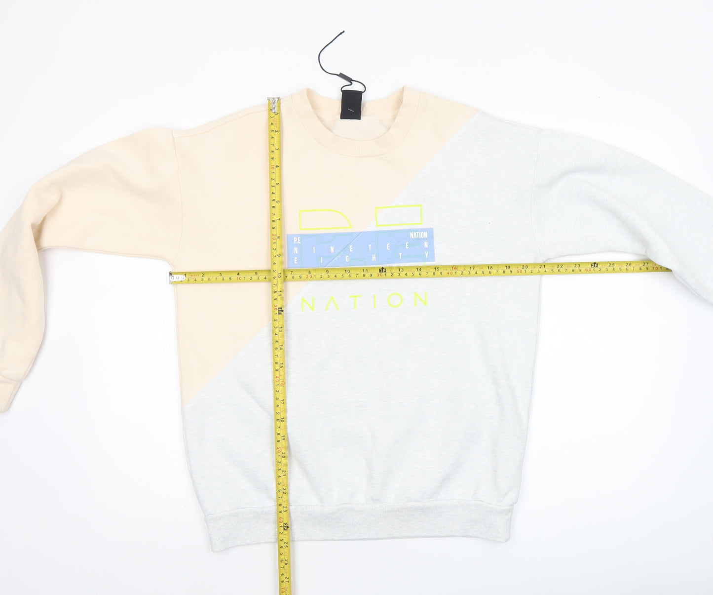P.E Nation Women's Beige & Grey Colourblock Crew Neck Pullover Sweatshirt XS