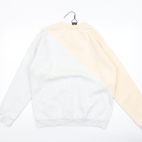 P.E Nation Women's Beige & Grey Colourblock Crew Neck Pullover Sweatshirt XS