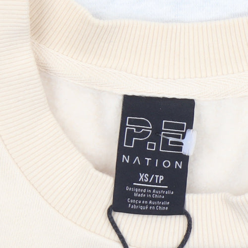 P.E Nation Women's Beige & Grey Colourblock Crew Neck Pullover Sweatshirt XS