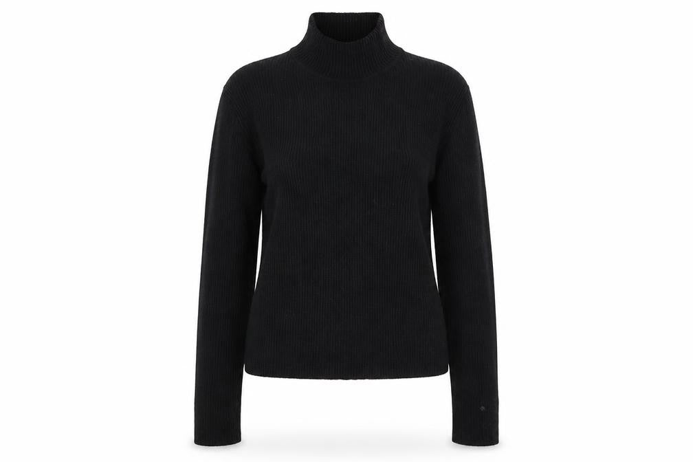 Pull&Bear Women's Black Mock Neck Slim Fit Jumper Size 12