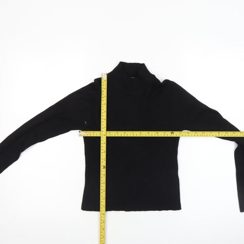 Pull & Bear Women's Black Mock Neck Slim Fit Jumper Size 12