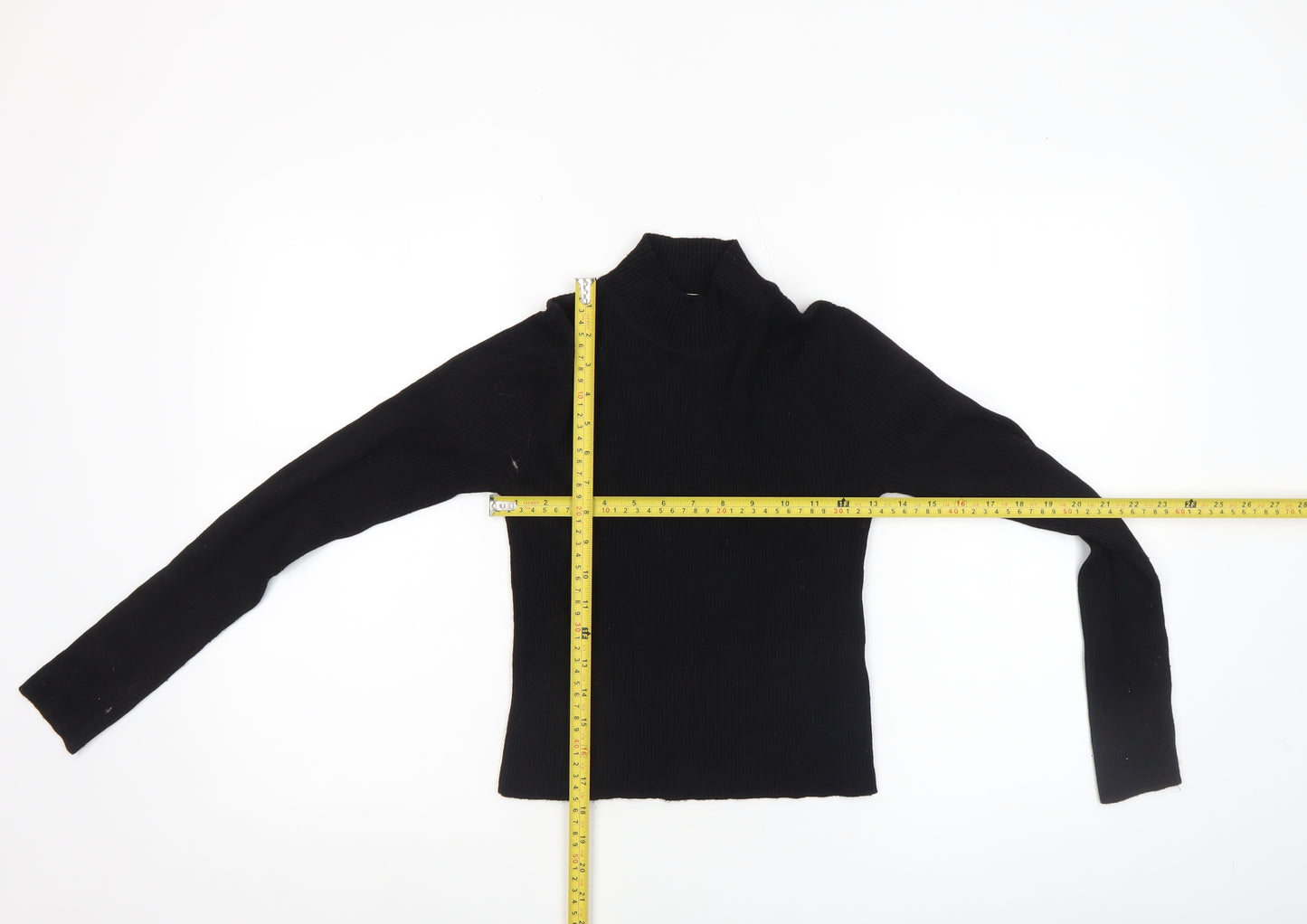 Pull & Bear Women's Black Mock Neck Slim Fit Jumper Size 12