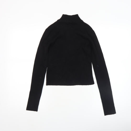 Pull & Bear Women's Black Mock Neck Slim Fit Jumper Size 12