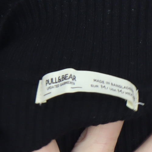 Pull & Bear Women's Black Mock Neck Slim Fit Jumper Size 12