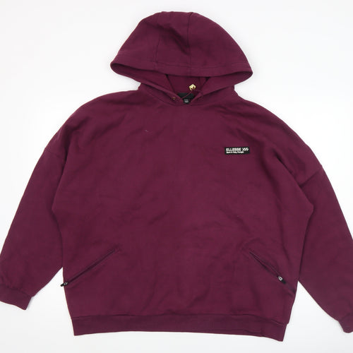 Ellesse Womens Burgundy Hoodie UK 14 Pullover Cotton Blend Casual